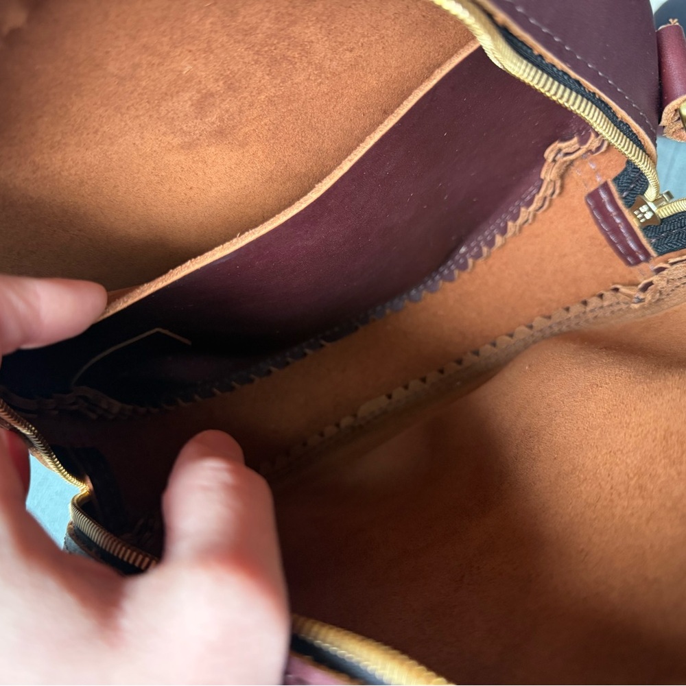 Portland Leather Round Crossbody Bag in Burgundy - Picture 8 of 8